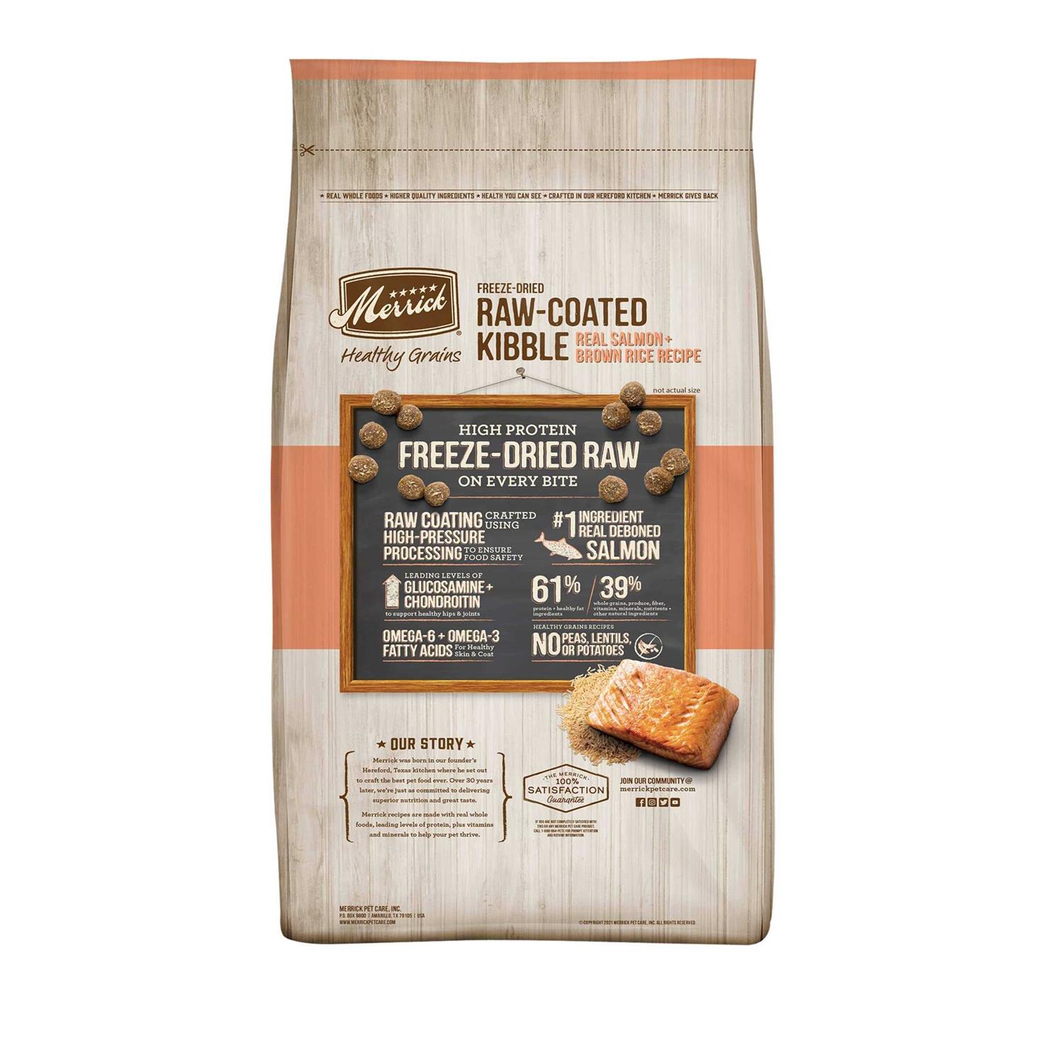 Merrick Healthy Grains Freeze Dried Raw Coated Kibble Dry Dog Food Real and Brown Rice Recipe - Pet Supplies online store