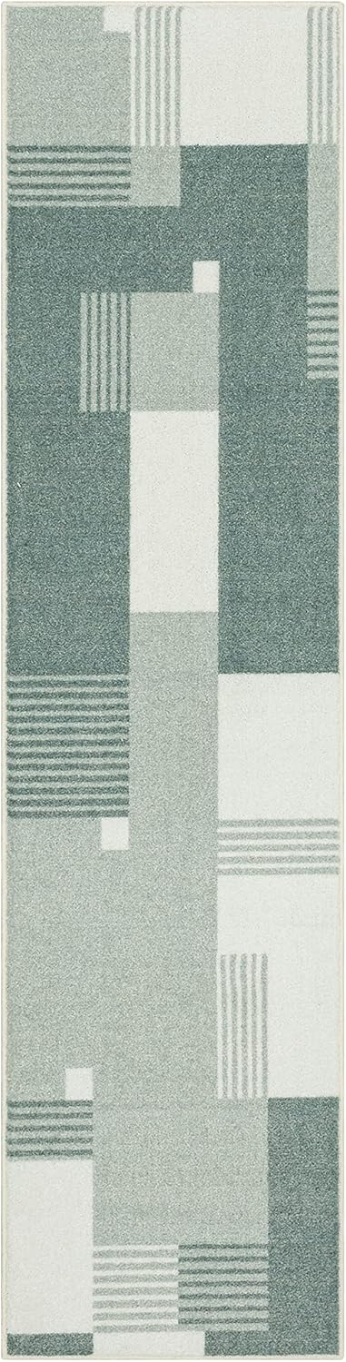 Mohawk Home Alliance Modern Geometric 2' x 8' Area Rug - Light Grey - Perfect for Living Room, Dining Room, Office
