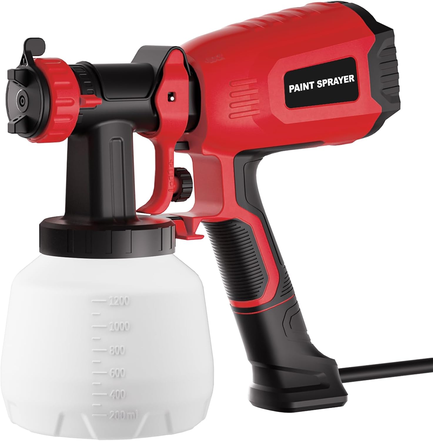 Paint Sprayer Electric Spray Gun: 700W Spray Paint Gun with 1200ml Container, 4 Nozzles & 3 Patterns, Adjustable Air Flow, Easy Cleaning for House Painting, Furniture, Fence, Walls, Door (Red)