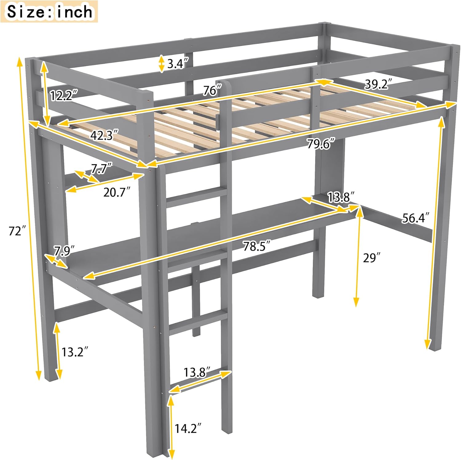 Twin Size Loft Bed with Convenient Desk, Shelves, and Ladder, White(Similar SKU:SM001302AAE)