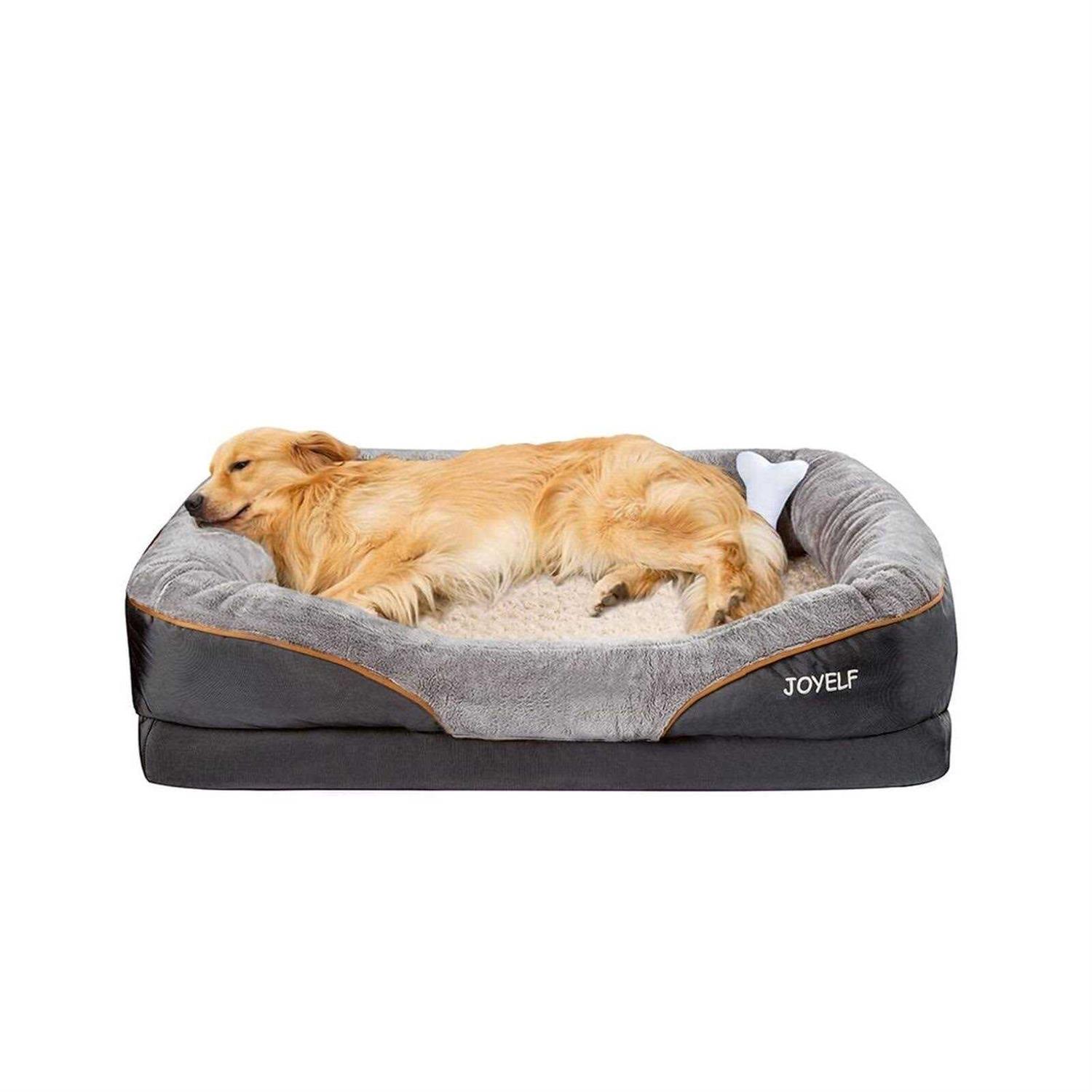 Joyelf Large Memory Foam Dog Bed, Orthopedic Dog Bed & Sofa with Removable Washable Cover and Squeaker Toy as Gift - Pet Supplies online store