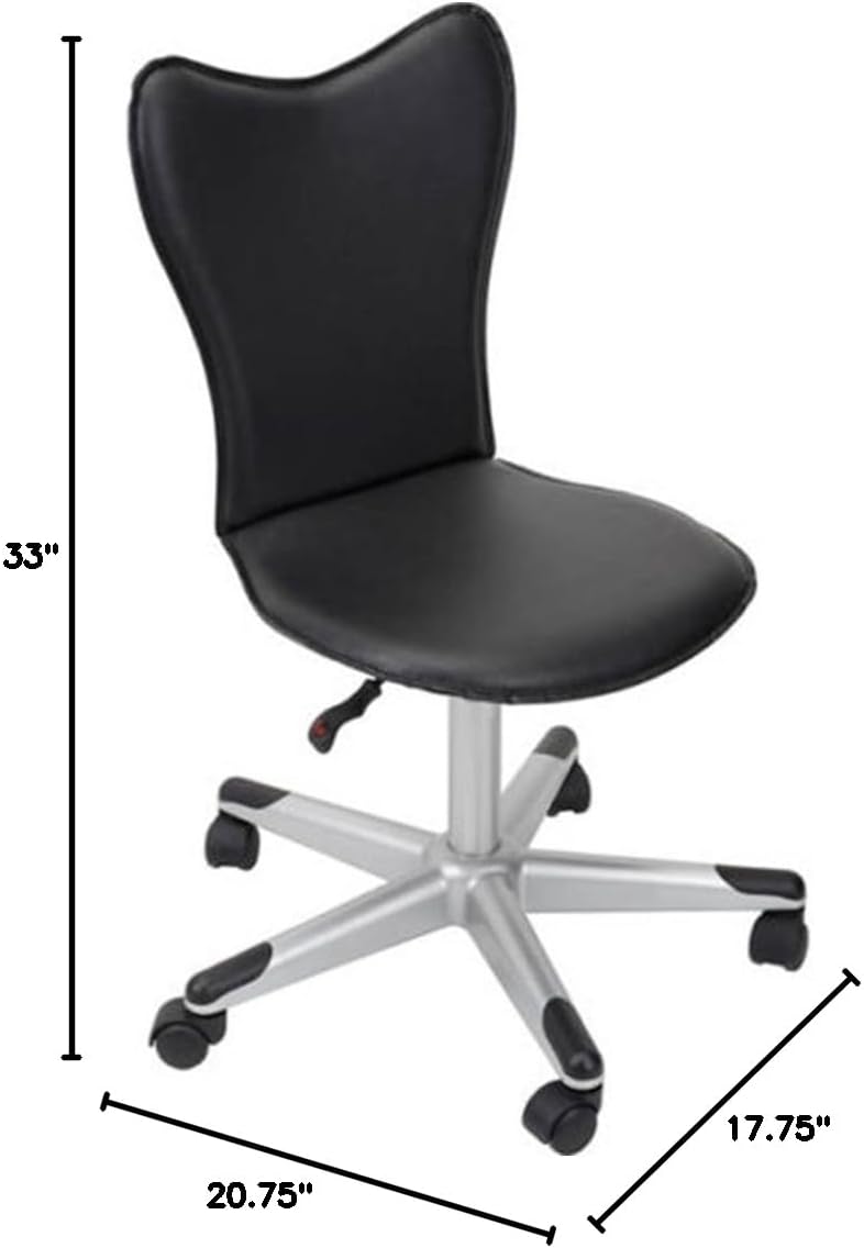Student Swivel Desk Chair, Padded/Adjustable Seat, Black