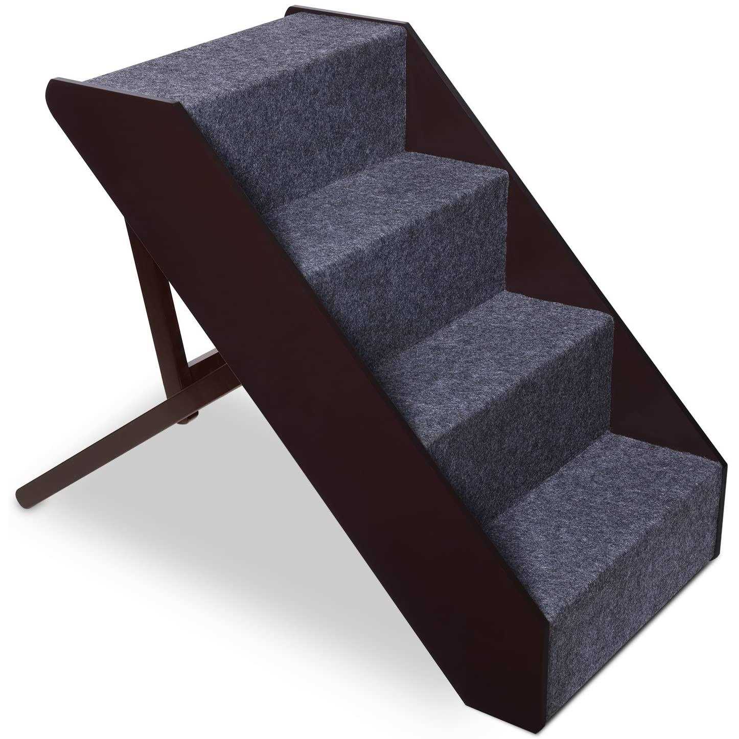 Arf Pets Wood Dog Stairs, Adjustment Wide Pet Steps for Cat and Dogs - Pet Supplies online store