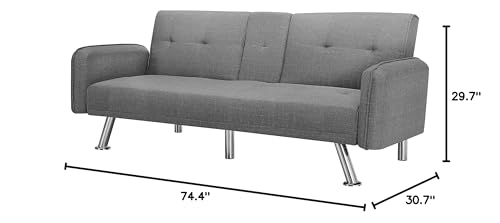 Modern Convertible Sectional Sofa Bed Loveseat Folding Sleeper Couch for Living Room,2 Cup Holders,3 Angles (Purple)