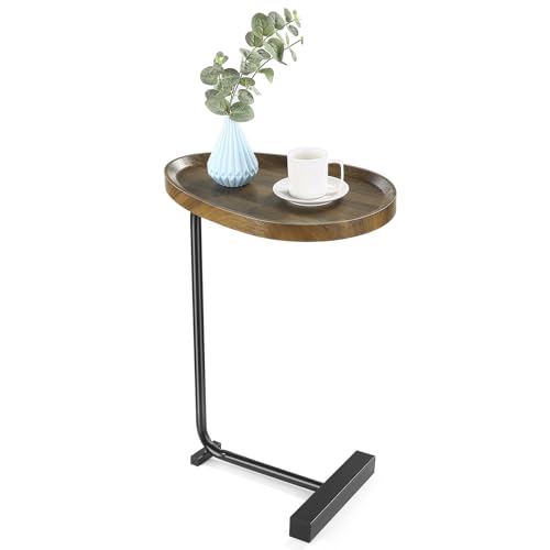 Eannsstofars Modern C Shaped End Table for Couch, Adjustable C Table for Small Place, C Shaped Side Table with 360 Degree Horizontal Swivel, Perfect for Livingroom, Bedroom