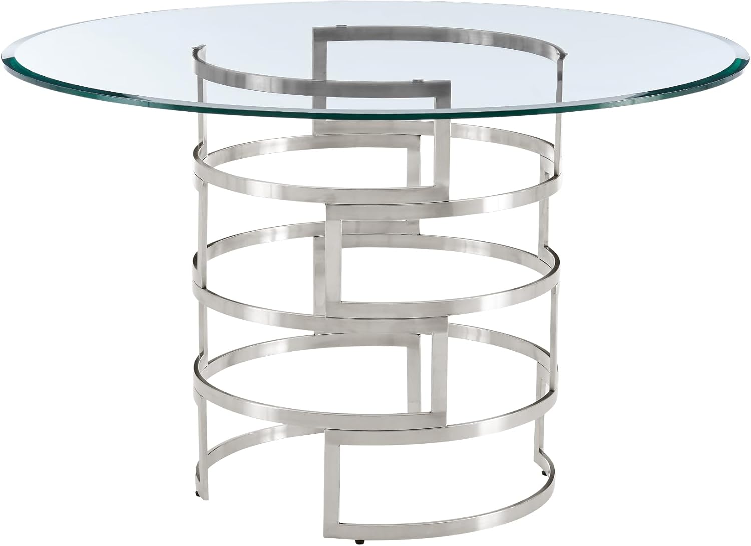 Armen Living Diaz Modern Round Glass and Metal Table for Dining Room Kitchen, 48