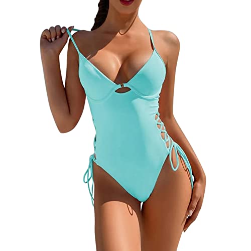 Plus Size Swimsuit, Women's Ruched High Cut One Piece Swimsuit Tummy Control Bathing Suit Monokini