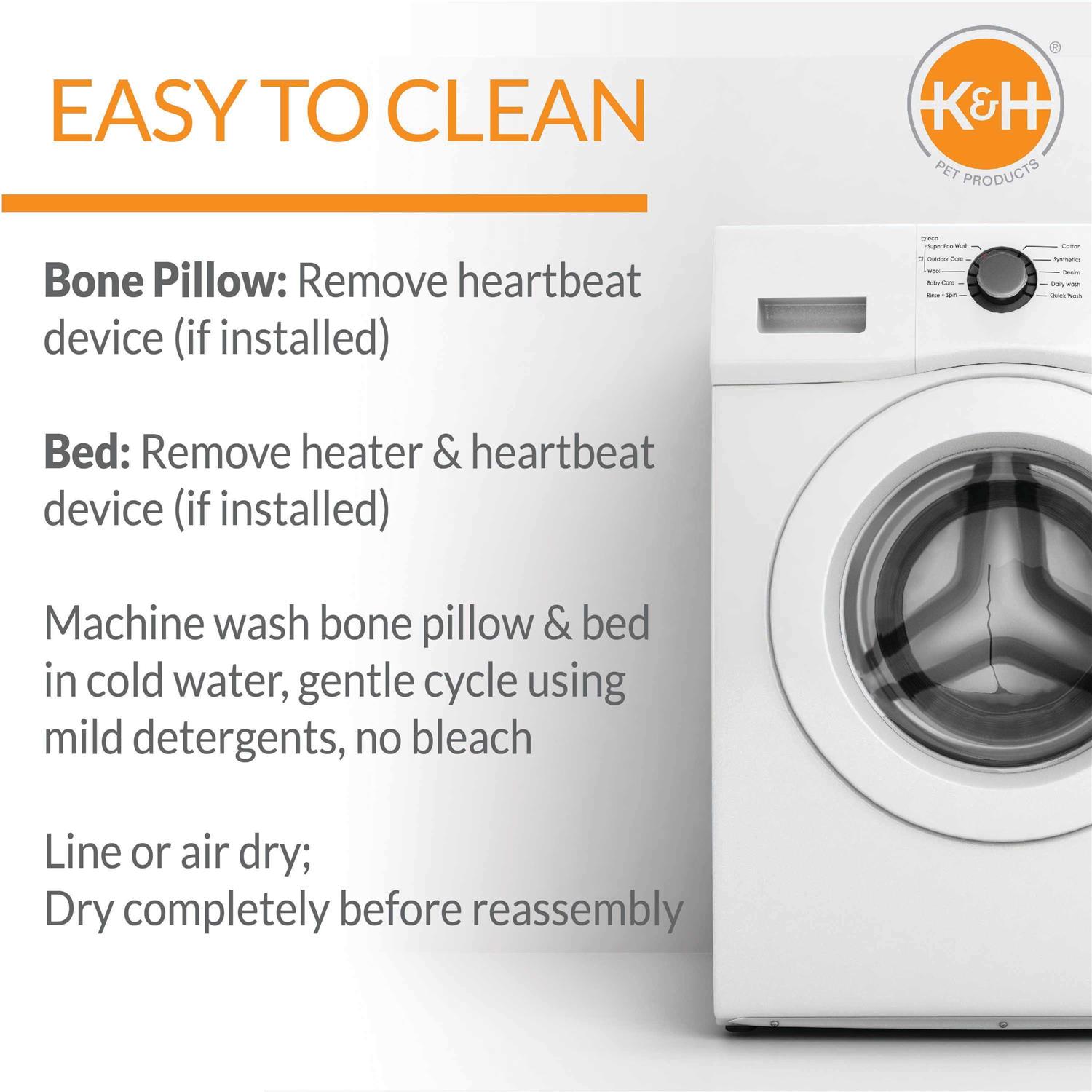 K&H Mother's Heartbeat Heated Puppy Pet Bed with Bone Pillow - Pet Supplies online store