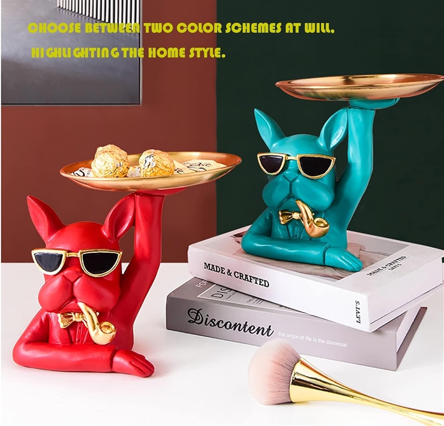 Bulldog Holding Storage Tray,Jewelry Key Tray,Fun Key Bowl ewelry Earrings Holder Home Living Room Table Decor,Stainless Steel Towel Tray,Trays Cosmetics Jewelry Organizer,Birthday Gift for Women Men