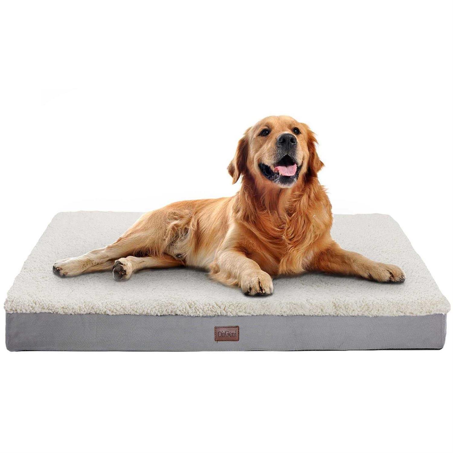 OhGeni Orthopedic Dog Beds for Large Dogs,Dog Bed with Plush Egg Foam Support and Non-Slip Bottom, Waterproof and Machine Washable Removable Pet Bed - Pet Supplies online store