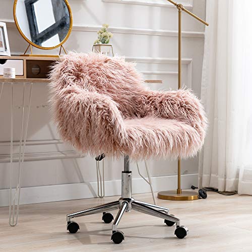 Cute Desk Chair, Velvet Office Computer Chair, Modern Ergonomic Home Task Chair with Wheels and Arms, Comfy 360 Swivel Chairs, Adjustable Hight, Vanity Makeup Chair for Home Office (Green C)