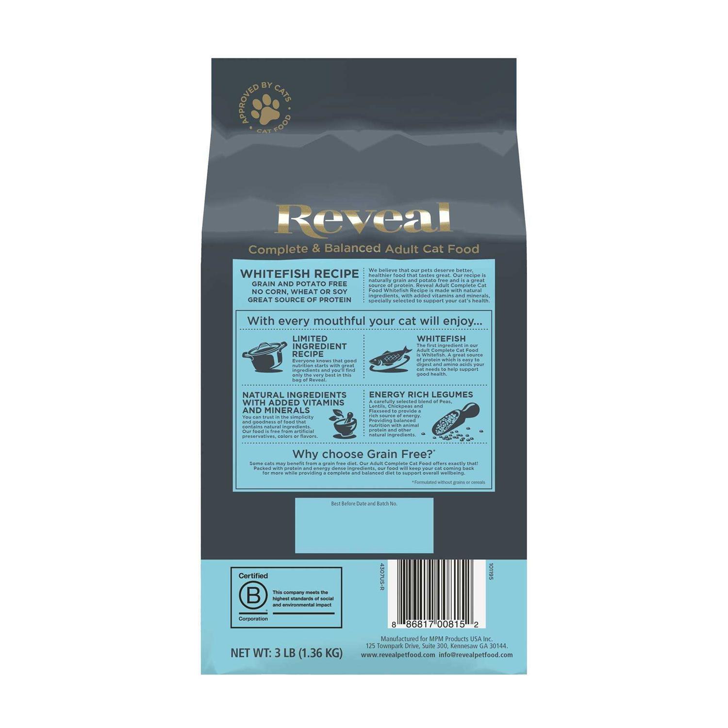 Reveal Grain Free Whitefish Recipe Natural Complete & Balanced Dry Cat Food - Pet Supplies online store