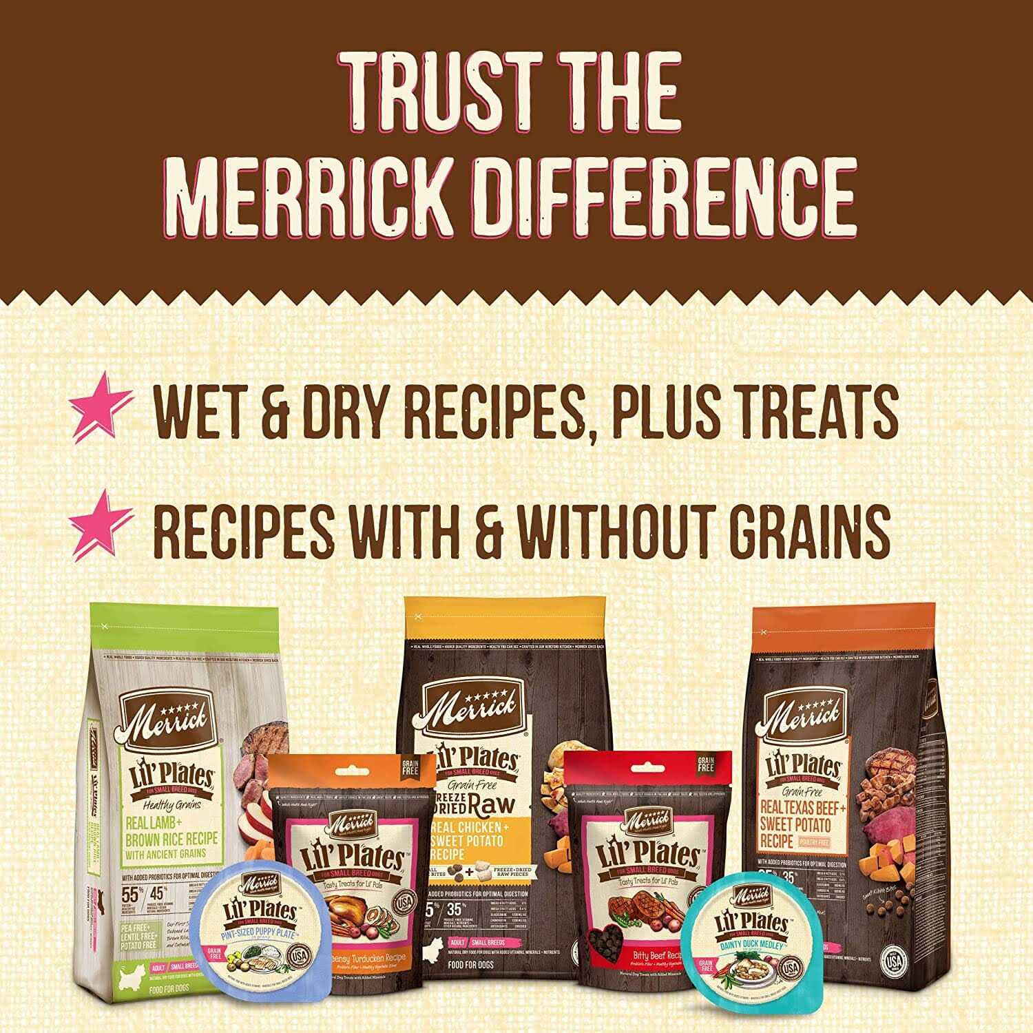 Merrick Lil' Plates Grain Free Puppy Small Breed Real Chicken & Sweet Potato Dry Dog Food - Pet Supplies online store