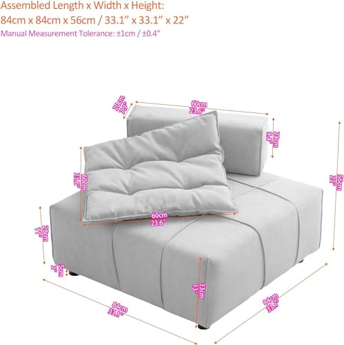 33.1” Modular Sectional Single Sofa Couch, Artificial Suede Fabric Accent Armless Chair with Removable Back Cushion,DIY Multiple Combinations Lazy Floor Sofa for Living Room,Limited Space Room