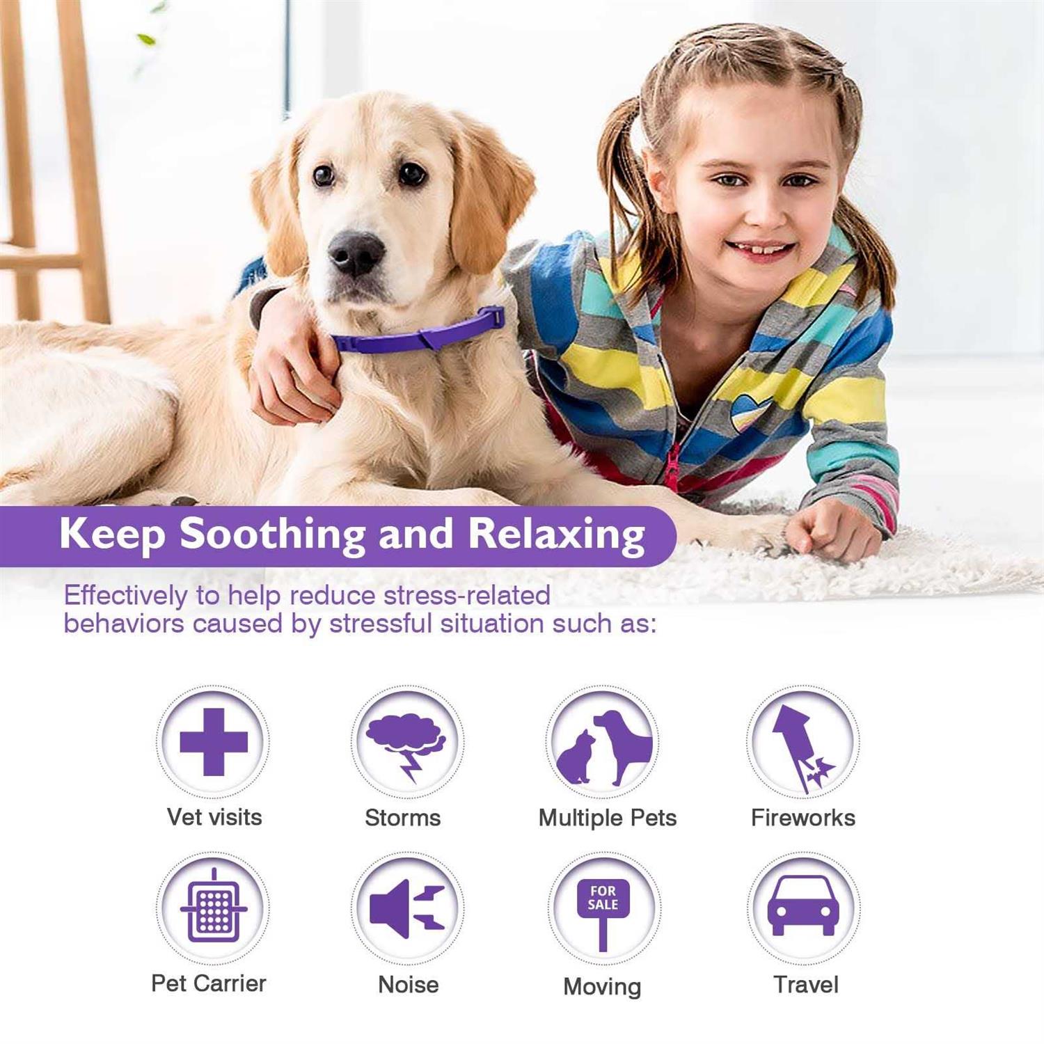 Dogs Calming Pheromones Collar 3 Packs Lasts 60 Days Relieve Reduce Anxiety or Stress 25 Inches Adjustable Relaxing Comfortable Collar Breakaway - Pet Supplies online store