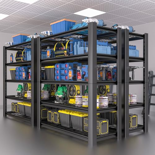 5-Tier Heavy Duty Garage Shelving Unit with Wire Shelves,3000 LBS Capacity Metal Storage Rack 76