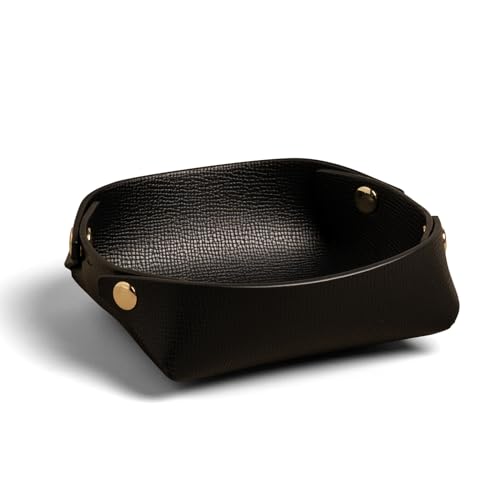 Foldable Valet Tray Jewelry Key Catchall Tray for Rings Watches Earrings, Dice,Coin,Entryway Tabletop Organizer Storage box, Coffee Table,Travel-Friendly Nightstand Dish,Brown