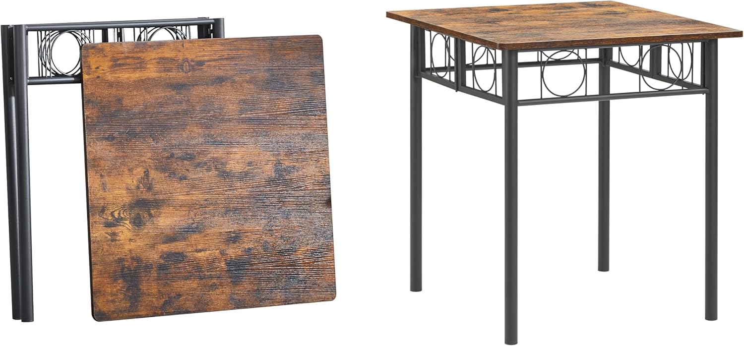 Folding Dining Table for 4 People, Dining Table with Removable Panels, no Installation Required, Kitchen Dining Table for Small Spaces (Brown) Metal Legs