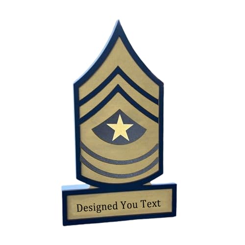 ARMY Rank Self Standing Name Plate,Wooden Custom Army Rank and Name Sign Personalized Engraved Name Plate Home Office Decoration Name Plate for Army Service (E)