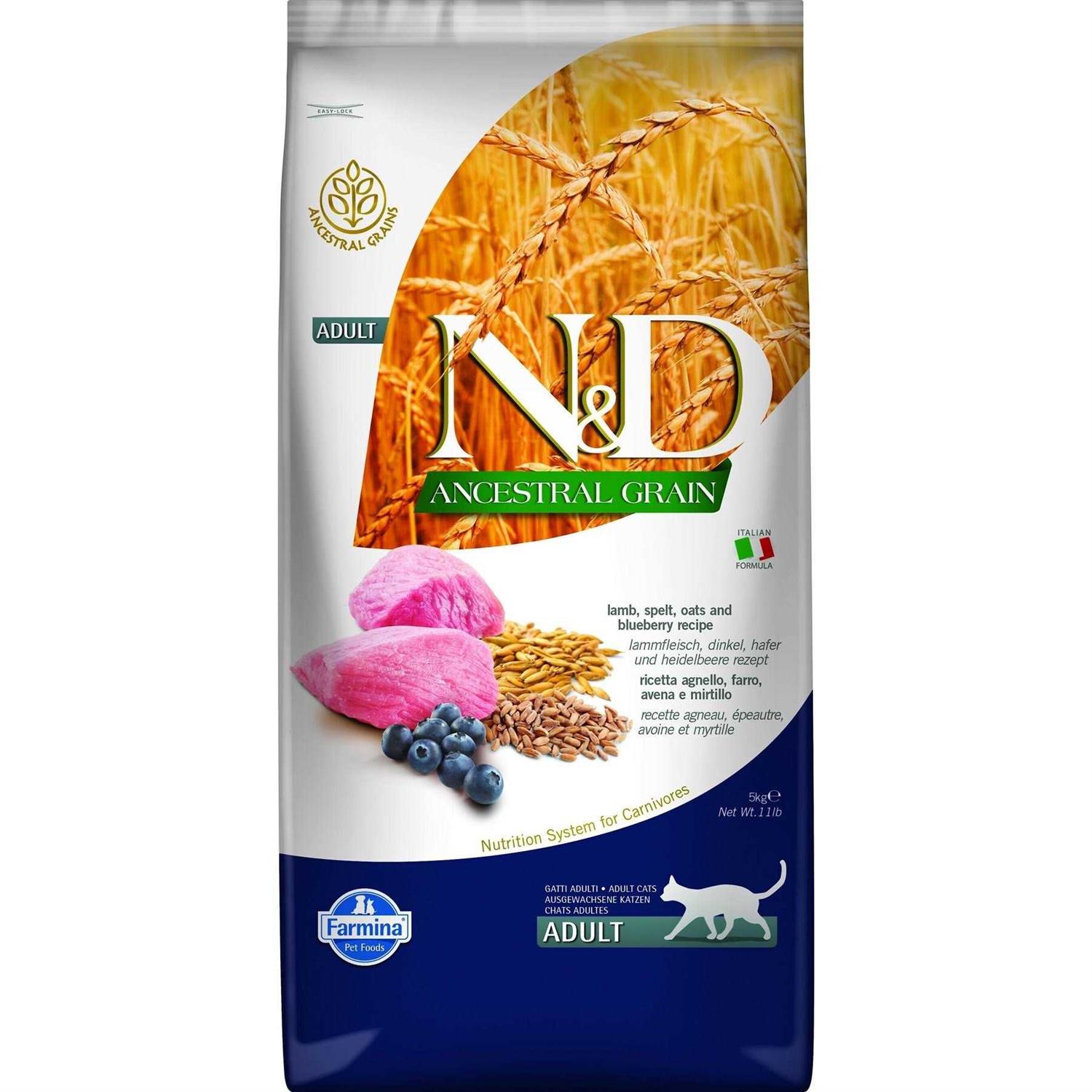 Farmina N&D Ancestral Grain Lamb & Blueberry Adult Dry Cat Food - Pet Supplies online store