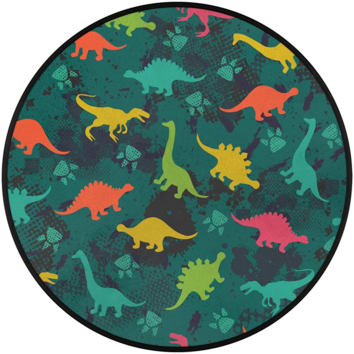 3 Ft Dinosaur Cut Pattern Round Desk Chair Mat Non-Slip Soft Desk Floor Mat Washable Floor Mat for Office Living Room Bedrooms Laundry Room Foyer Doorway