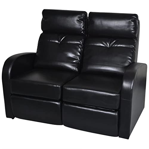 Large Seat, Tall Backrest, Wide Armrest,Recliner Chair for Living Room Home Theater Seating Lounge with Padded Seat Backrest,2-Seater Home Theater Recliner Sofa Black Faux Leather