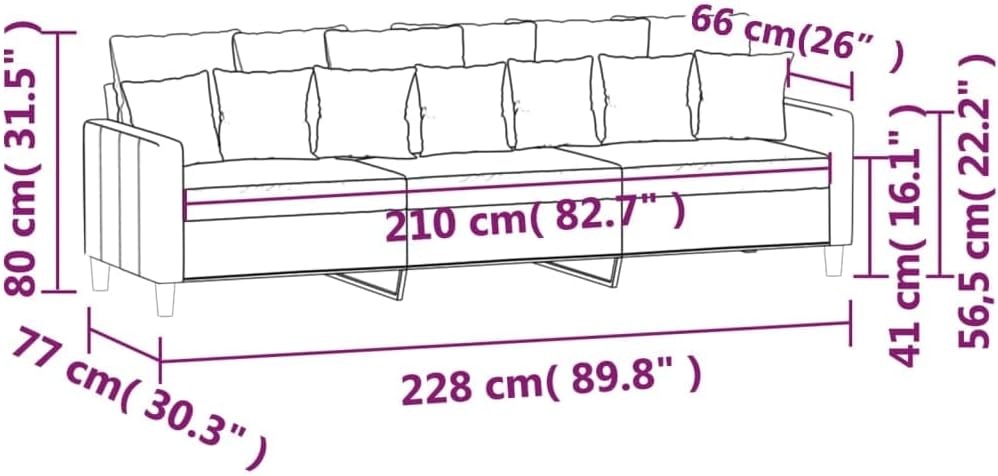 3-Seater Sofa Light Gray 82.7