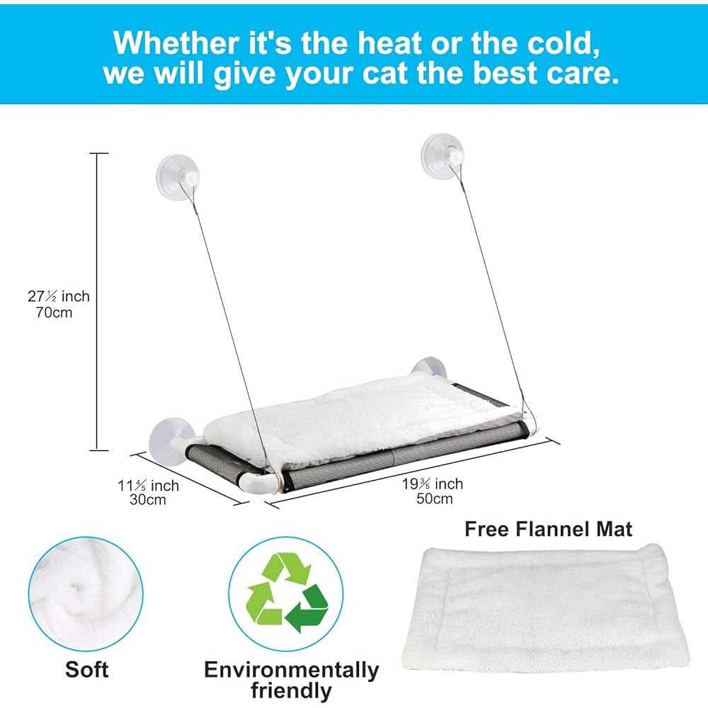 ZALALOVA Cat Window Perch Cat Hammock Window Seat w/Free Fleece Blanket 2023 Latest Screw Suction Cups Extra Large Sturdy Cat Bed Cat Resting Seat - Pet Supplies online store