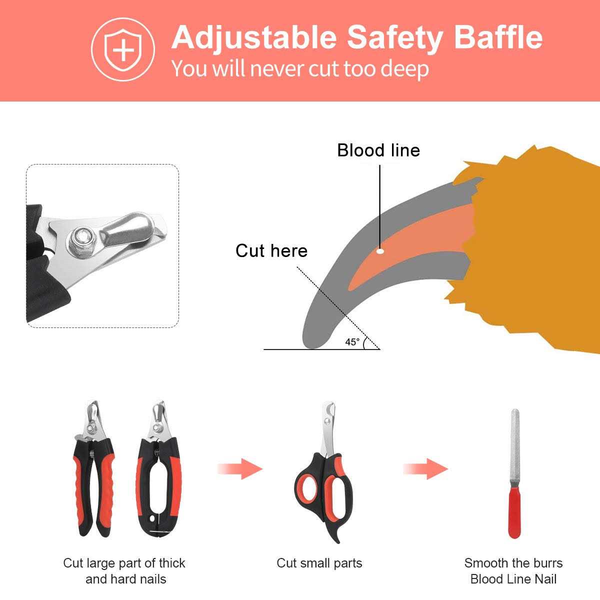 Bretheil Dog Nail Clippers Trimmer Set Quick Safety Guard to Avoid Over-Cutting - Pet Supplies online store