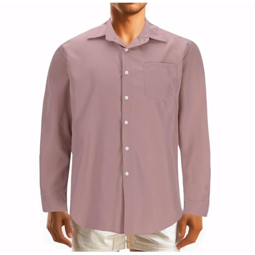 Cotton Button Shirts for Men Long Sleeve Stretch Wrinkle Free Shirt Casual Business Work Office Shirts with Pocket