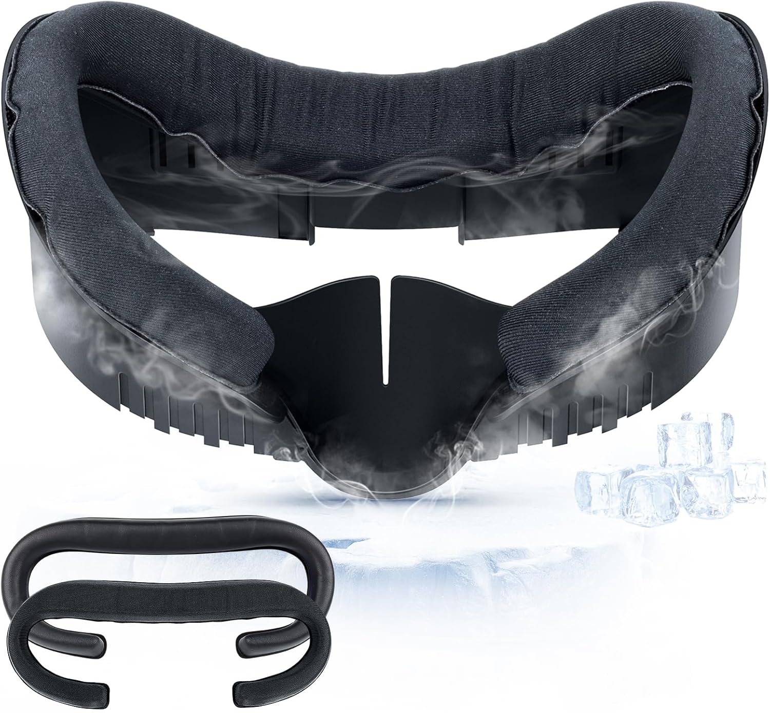 Face Cover Pad for Oculus Quest 3, 2 Replacement Face Cushion Pad(1 Cooling Gel, 1 PU Leather) with Facial Interface Frame, VR Accessories Set for Meta Quest 3 Including Anti-Leakage Nose Pad