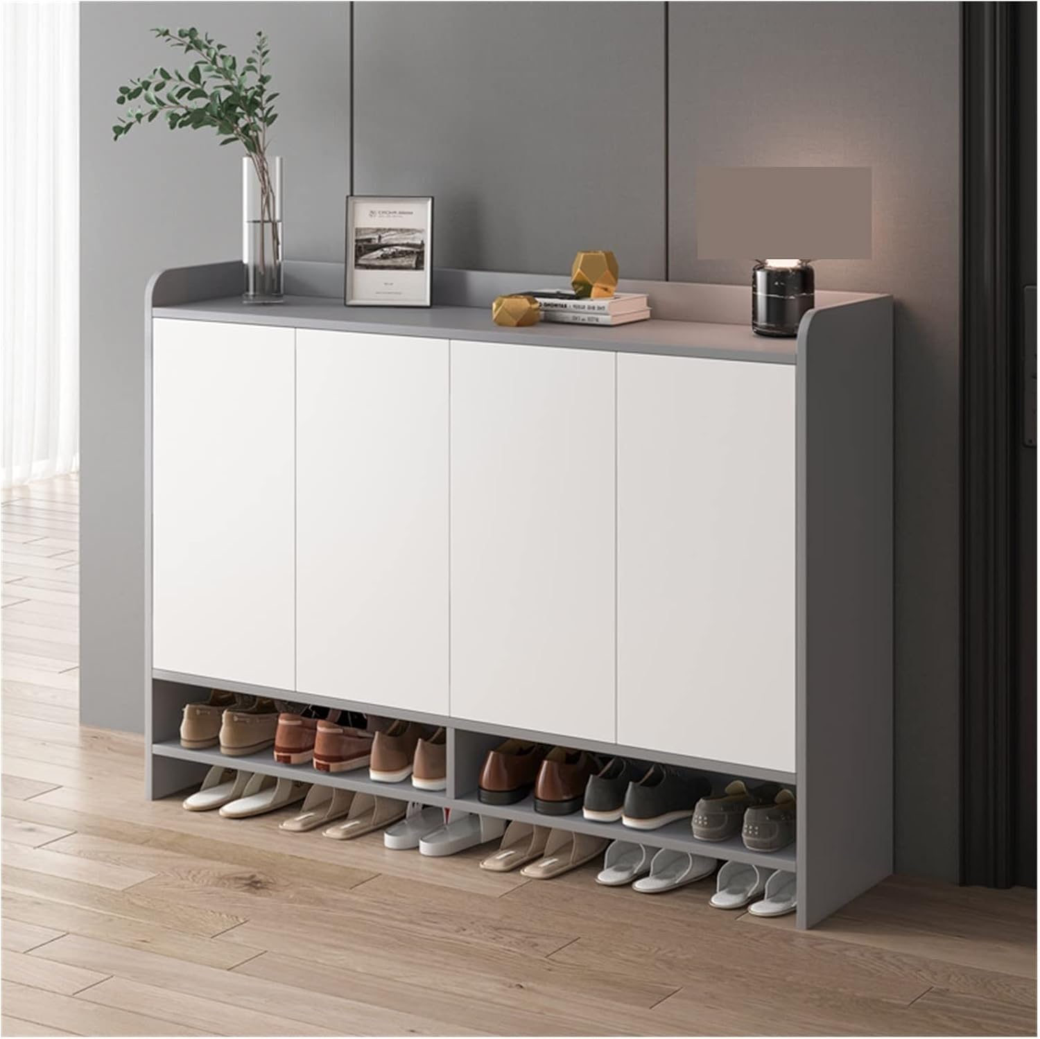 Shoe Rack Organizer Shoe Cabinet Household Door into The Cabinet Multi-Layer Porch Cabinet Small Family Shoe Shelf Shoe Shelf (Color : Light Gray) (Light Gray)