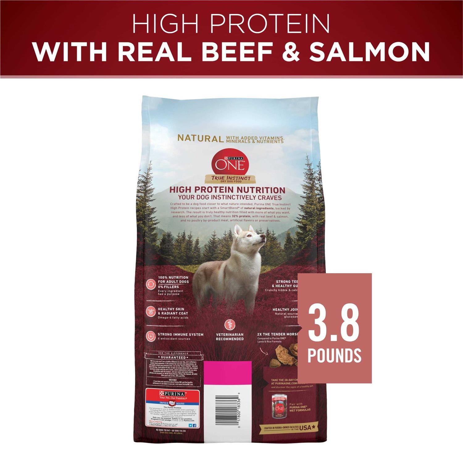 Purina ONE True Instinct High Protein Formula with Real Beef and Salmon Dry Dog Food - Pet Supplies online store