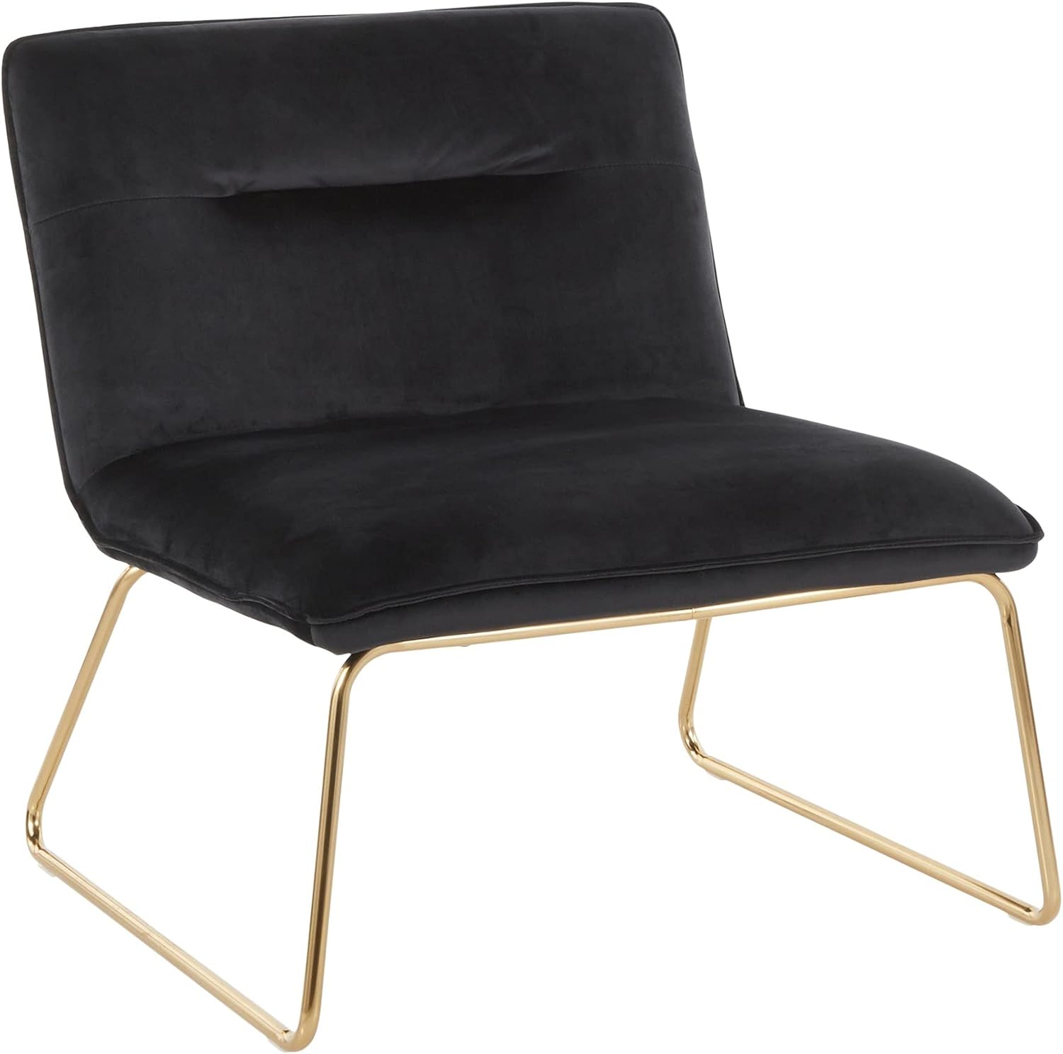 Casper Contemporary Accent Chair in Gold Metal and Black Velvet by