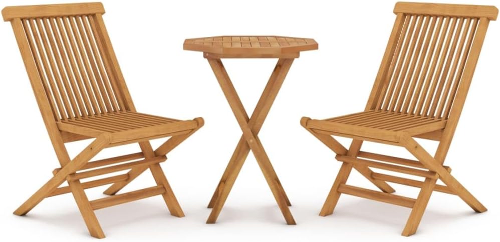 3 Piece Patio Dining Set Solid Wood Teak,Furniture,Outdoor Furniture,Outdoor Furniture Sets,Brown,20.4kg/44.88ib