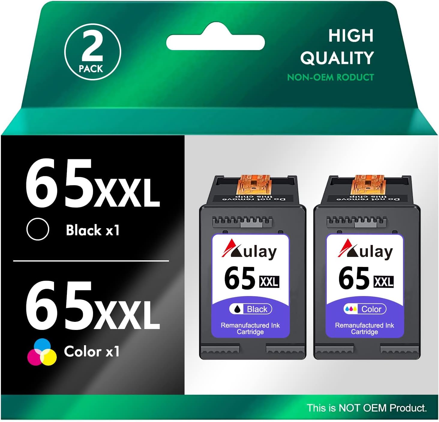 XL 65 XXL Ink cartridges Black/Color Combo Pack High Yield Compatible Replacement for HP 65XXL DeskJet 3755 2652 3752 2624 2655 3722 3720 3723 3758 Envy 5055 5052 5058…