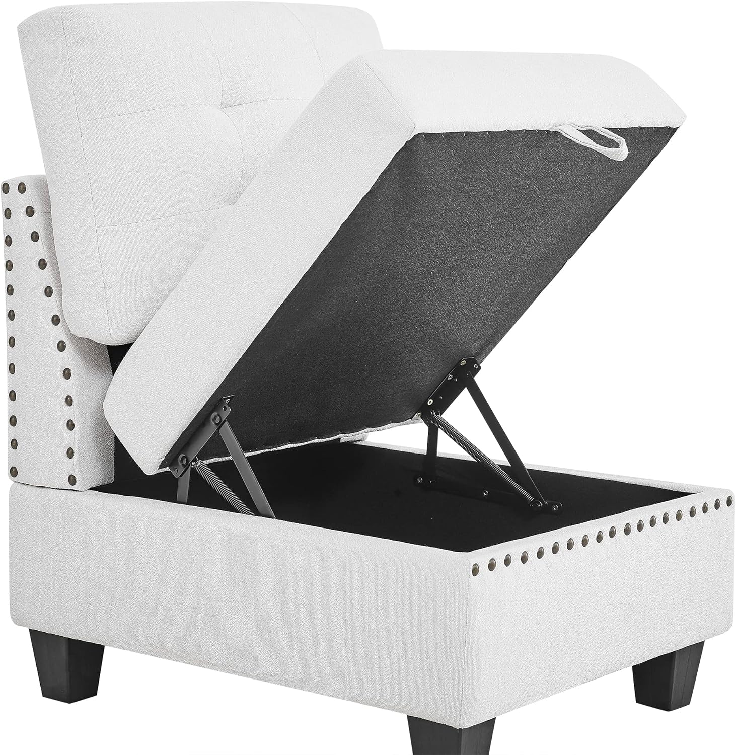 NicBex Contemporary L-Shape Modular Sectional Sofa Fashion Living Room Furniture Sets Include 3 Single Chair and 3 Corner Sleeper Sofa Comfy Couches for Living Room, Bedroom, Ivory