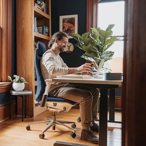 Haworth Fern Executive Office Chair with Ergonomic Innovations - Stylish Desk Chair with Digital Knit Finish and Adjustable Headrest - Without Lumbar Support (Ember)