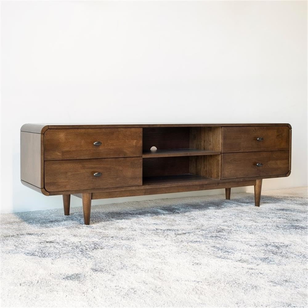 ASHCROFT Stafford Mid-Century Modern TV Stand in Brown for TVs up to 65