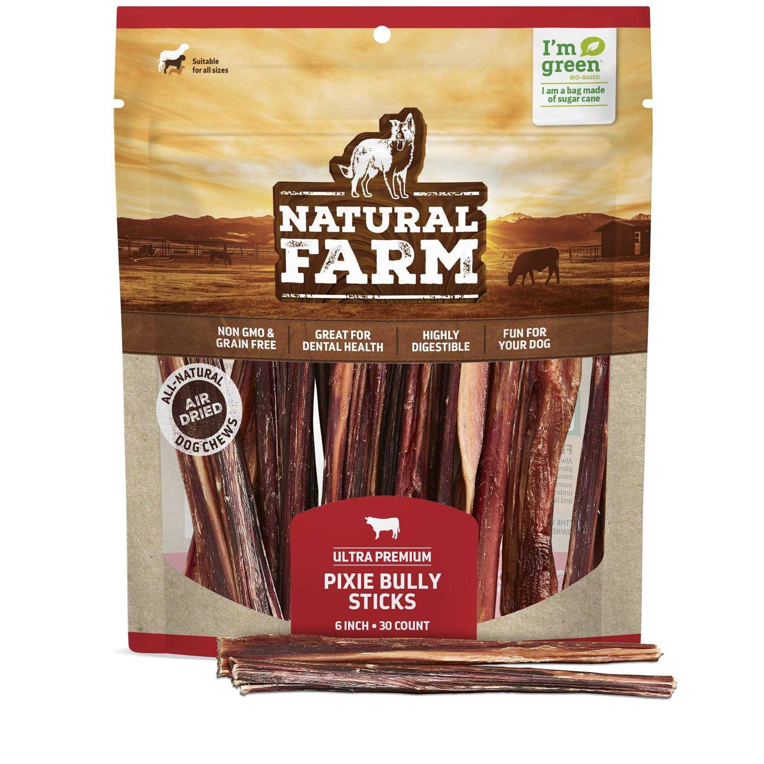 Natural Farm Bully Sticks Thin Pixie Pizzle Beef Treats Grain-Free - Pet Supplies online store