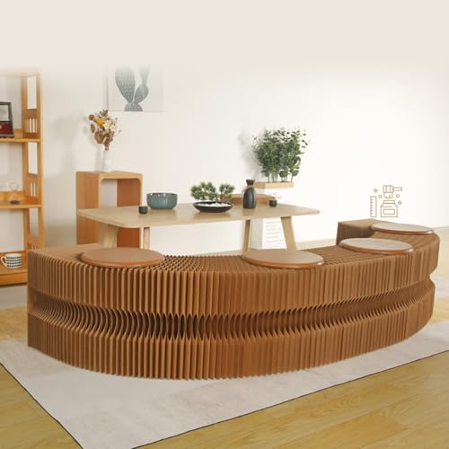 Folding Paper Stool Sofa Chair, Creative Multifunctional Low Stool for Household Use, Shoe Changing Stool, Retractable Folding Bench, Bed End Stool, Brown