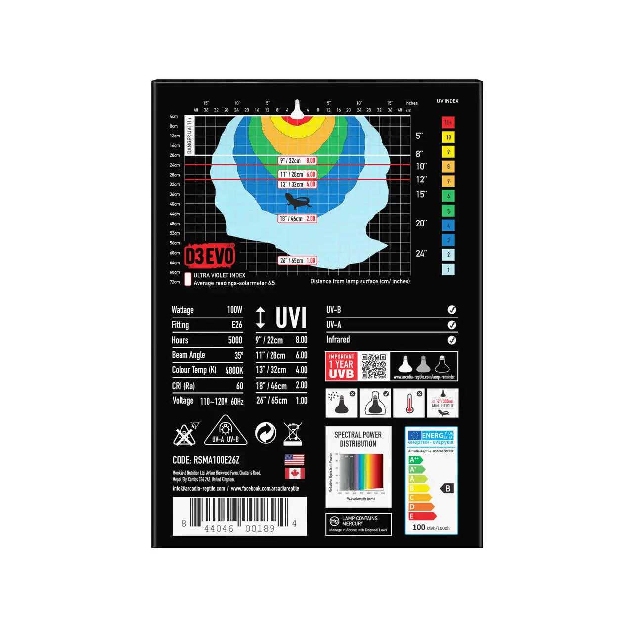 Arcadia D3EVO Mercury Vapour Basking Lamp - Pet Supplies online store