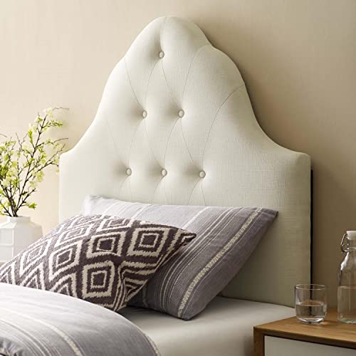 Modway Sovereign Tufted Button Linen Fabric Upholstered Twin Headboard in Gray