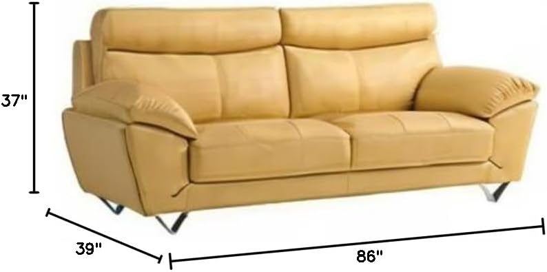 EK078 Yellow Color with Italian Leather Sofa