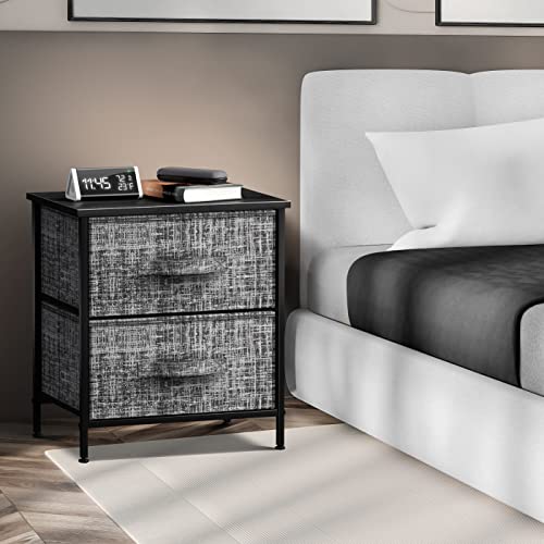 Sorbus Nightstand with 5 Drawers - Bedside Furniture End Table Night Stand with Steel Frame, Wood Top & Easy Pull Fabric Bins - Small Dresser & Chest for Home, Bedroom Accessories & Office