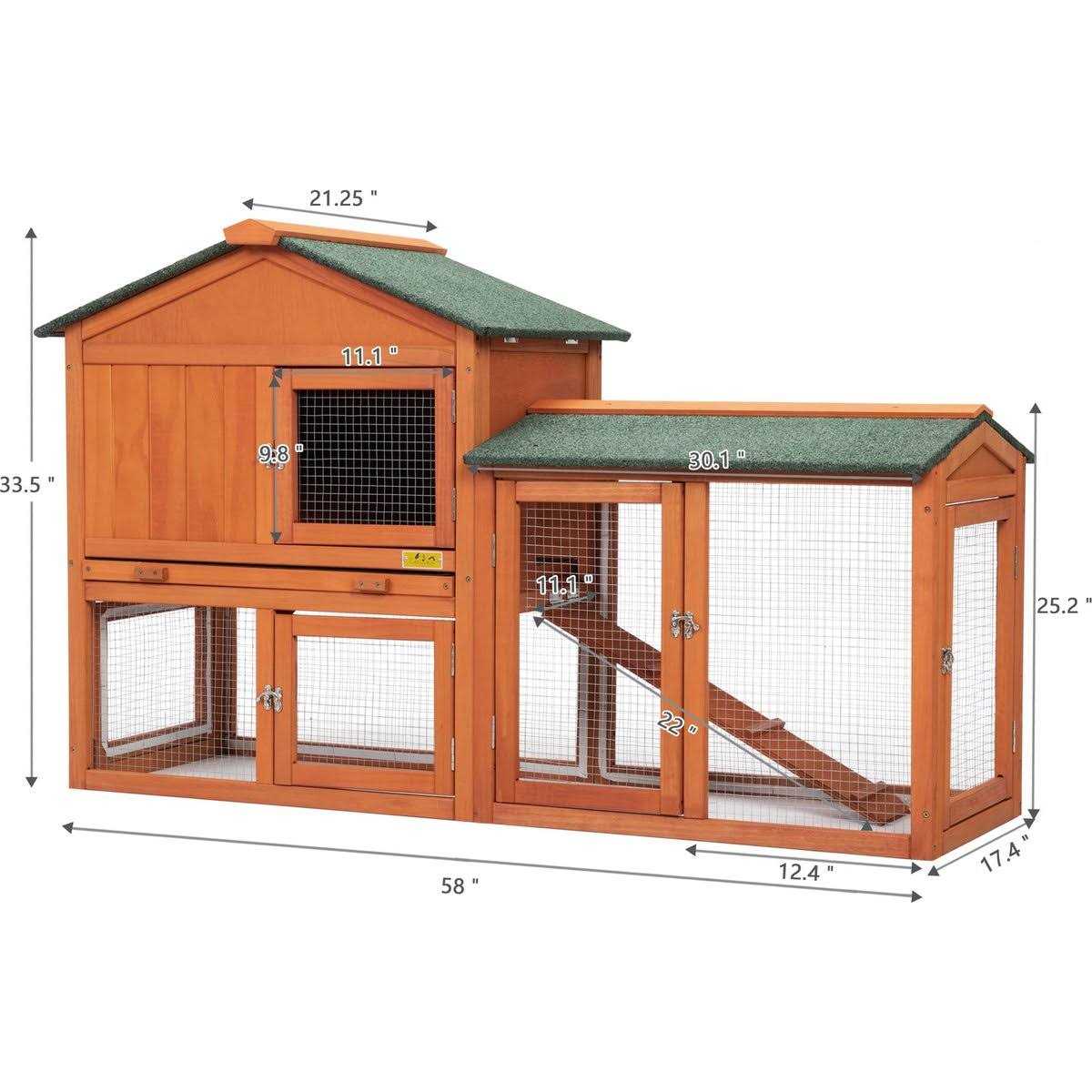 Coziwow by Jaxpety 2-Tier Outdoor Wooden Rabbit Hutch with Ramp - Pet Supplies online store