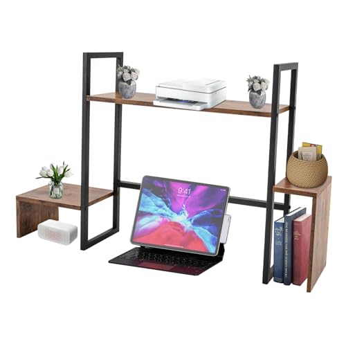 Computer Desktop Bookshelf, 2-Tier Countertop Hutch Display Shelf，Desk Storage Organizer，Multipurpose Desk Organizer for Home Office Dorm