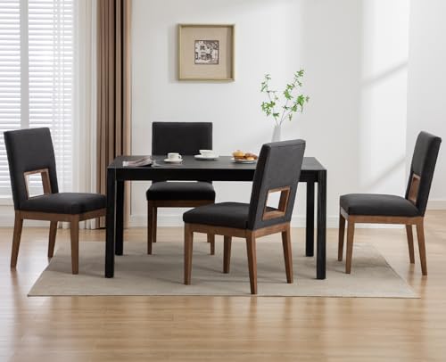chairus Fabric Dining Chairs Set of 4 Farmhouse Dining Room Chairs Open Back Upholstered Cushion for Kitchen and Dining Room, Black
