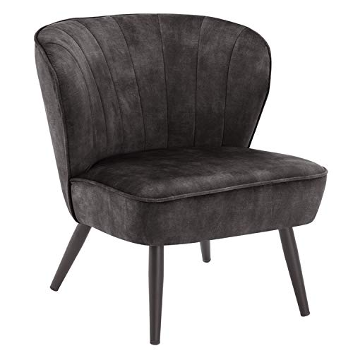 DUHOME Living Room Chair Armless Slipper Accent Chair Sofa Chair Reading Chair Upholstered Velvet Fabric for Bedroom Dark Grey