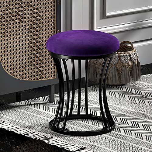 Multifunctional Vanity Stools Soft Padded Flannel Footrest Stool Modern Footstool Ottoman Suitable for Living Room Bedroom Dressing Room Doorway,Purple Full Moon